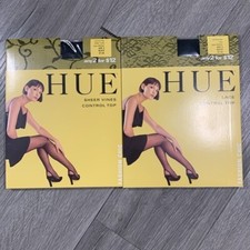 Hue Set of 2 NEW Control Top Black Lace/Vines Pantyhose. Size 2 sizing on pkgs.