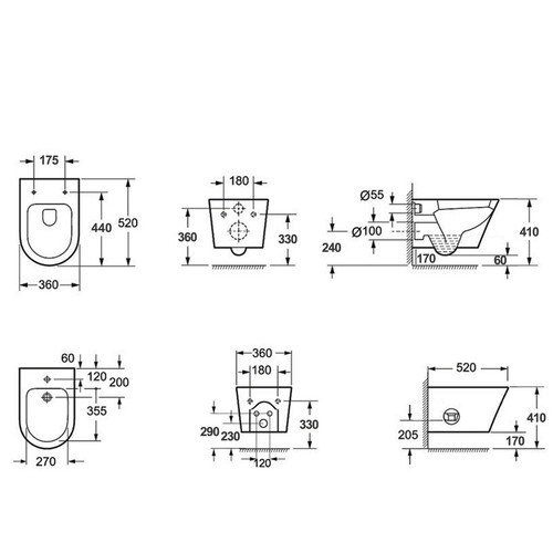 COPPIA SANITARI BAGNO SOSPESI WC RIMLESS SEDILE SOFT CLOSE BIDET WOLLY BIANCO - Foto 5 di 5