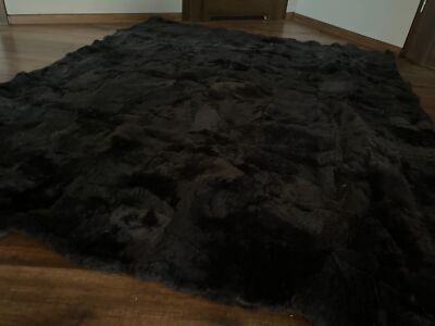 Lederteppich Toscana Lammfelldecke Stone  Patchwork Rückseite 160/200 cm Karamel