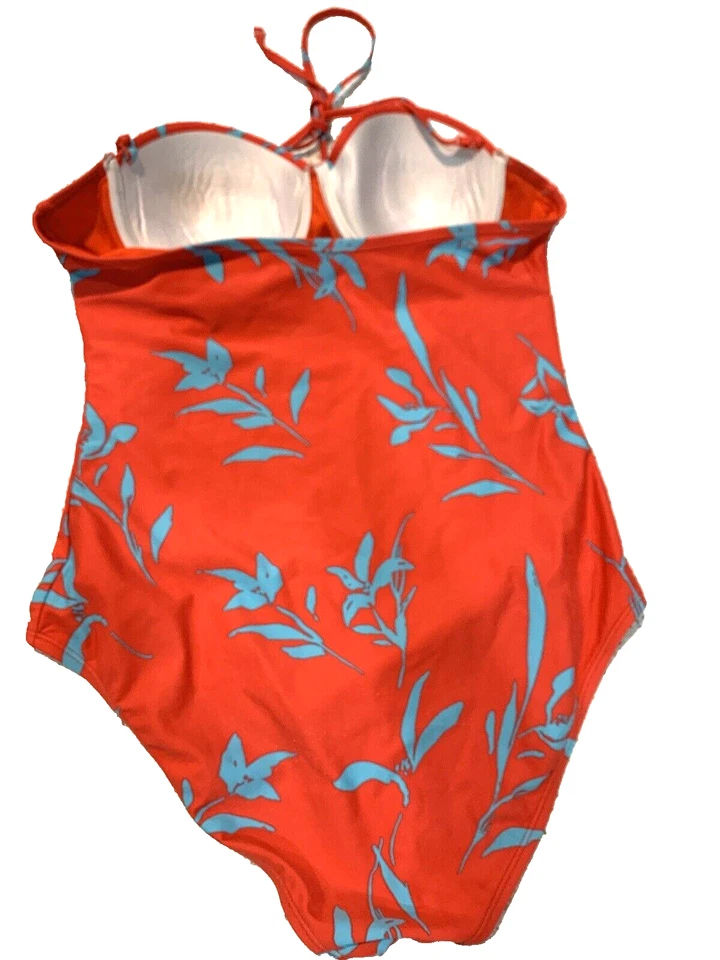 Traje de baño Gap Body talla mediana bandeau rojo tropical halter convertible sin tirantes Foto 4 de 4