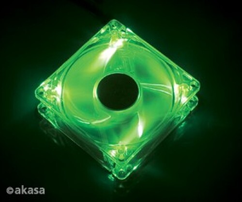 Akasa AK-274CG-4GNS 120mm Crystal Green LED Case Fan Sleeve Bearing