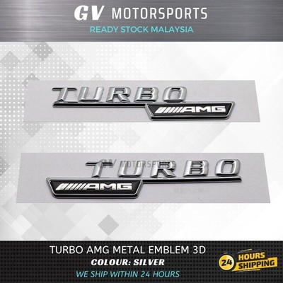 for Mercedes Benz AMG TURBO 2 Pieces ABS Car Auto Emblem Badge Sticker Decal