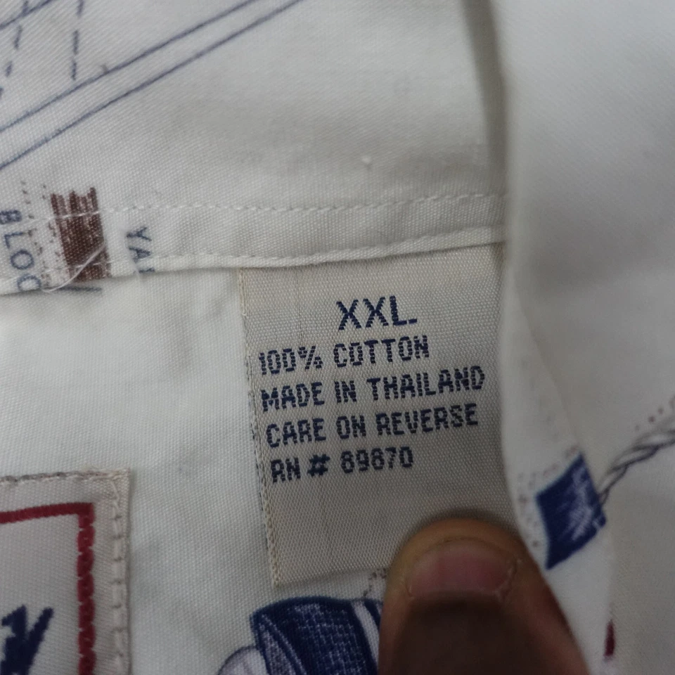 Camisa Bimini Bay Outfitters Para Hombre 2XL Blanca Náutica 100% Algodón Abotonada Foto 4 de 4