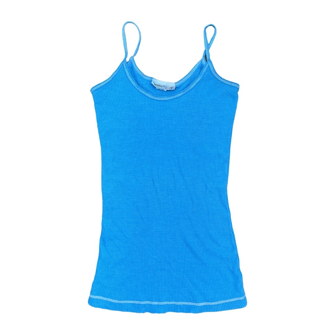 RARE URBAN OUTFITTERS Sparkle Waffle Cami Tank Top Blue S