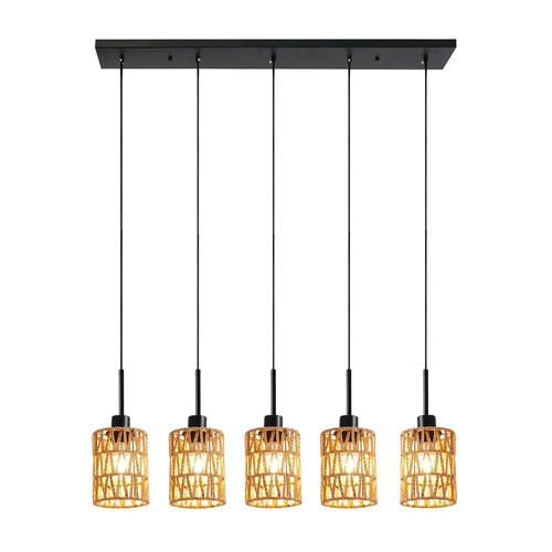 Pendant Light, 5-Light Pendant Lamp, Height Adjustable Hanging Ceiling Light - Picture 8 of 19
