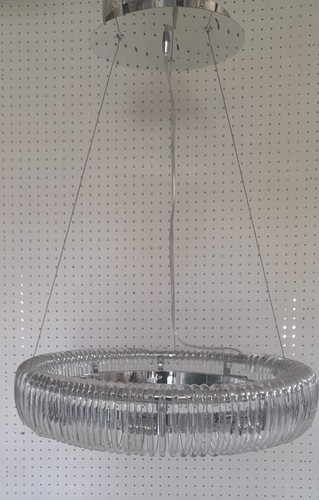 Lampadario moderno cerchio in vetro cristallo acciaio 10 LUCI Quasar Ideal Lux - Foto 4 di 6