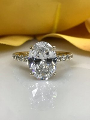 3.50 CT Oval Moissanite Solitaire Engagement Ring 14K Yellow Gold ...