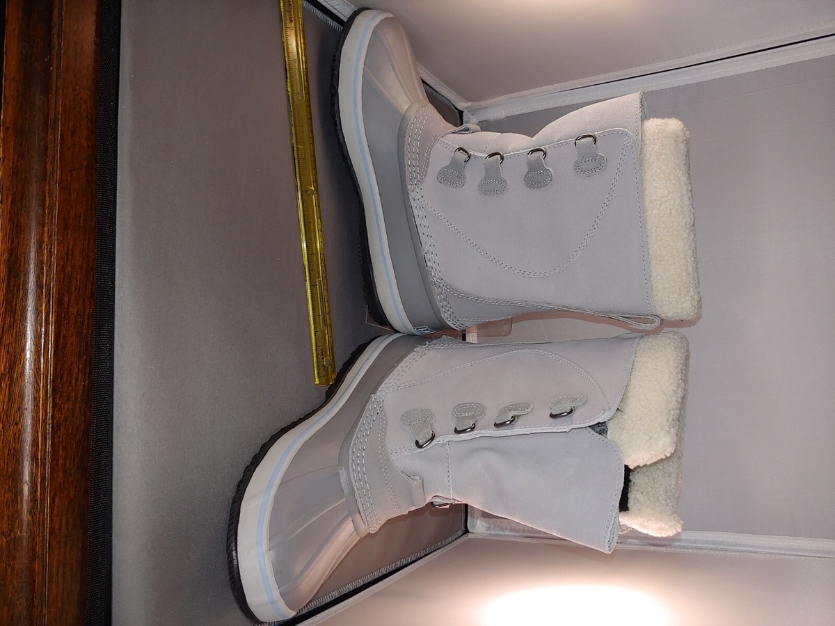 4本セットの③ Snow Boots by LL Bean 8M Suede Gray Lace-up Felt Lined Women's
