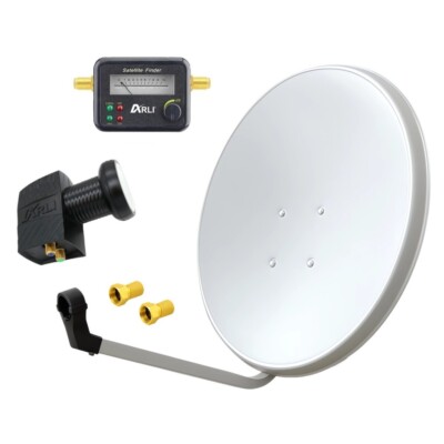 60cm HD Sat Anlage Digital Twin LNB Satfinder 2 Teilnehmer Antenne Spiegel 4K
