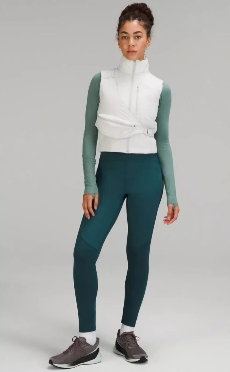 Lululemon Tech Fleece HR Run Tight 28” Sz Green Jasper High-Rise