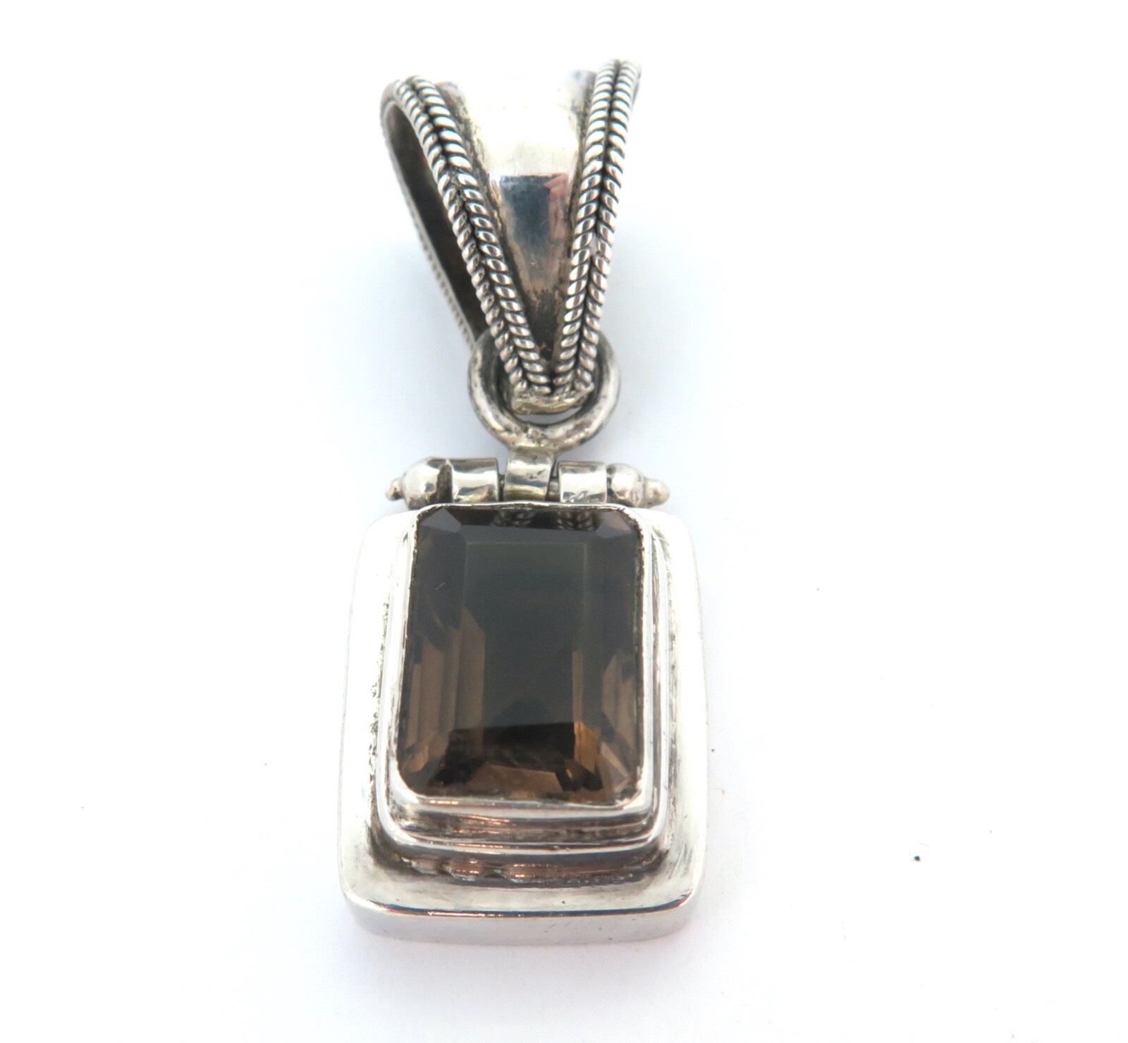 Stylish Sterling Silver  & Rectangular Smoky Quar… - image 1