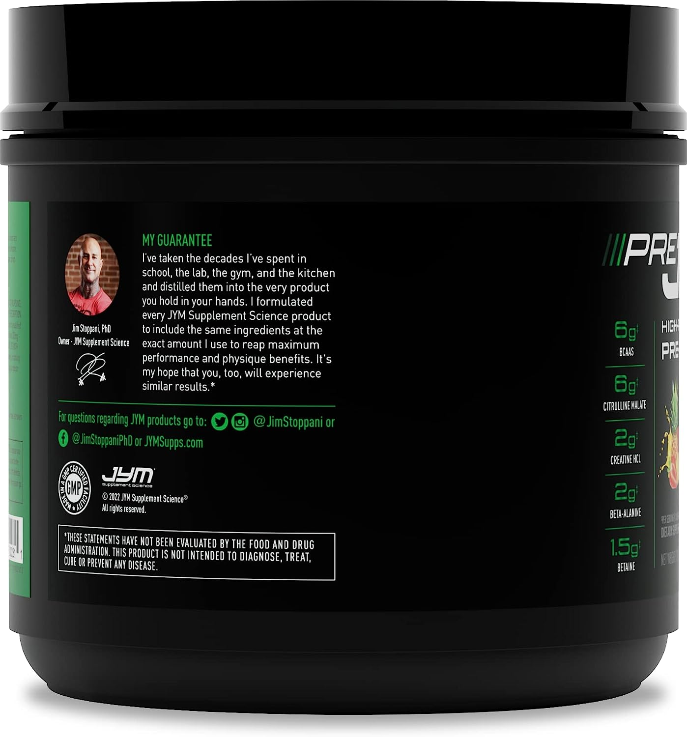 JYM Supplement Science Pre JYM Pineapple Strawberry Pre Workout Powder