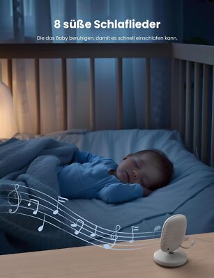 GHB Babyphone Mit Kamera - 720P HD, Nachtsicht, 8 Schlaflieder, 2000mAh Akku