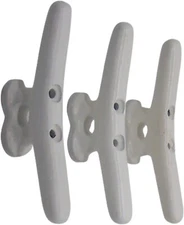 Rustic Weathered White Cast Iron Boat Cleat Wall Hooks, Home Décor, Set of 3
