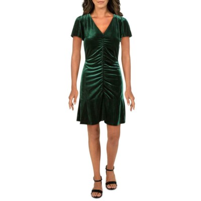 Aqua EMERALD Ruched Velvet Dress, US Small | eBay