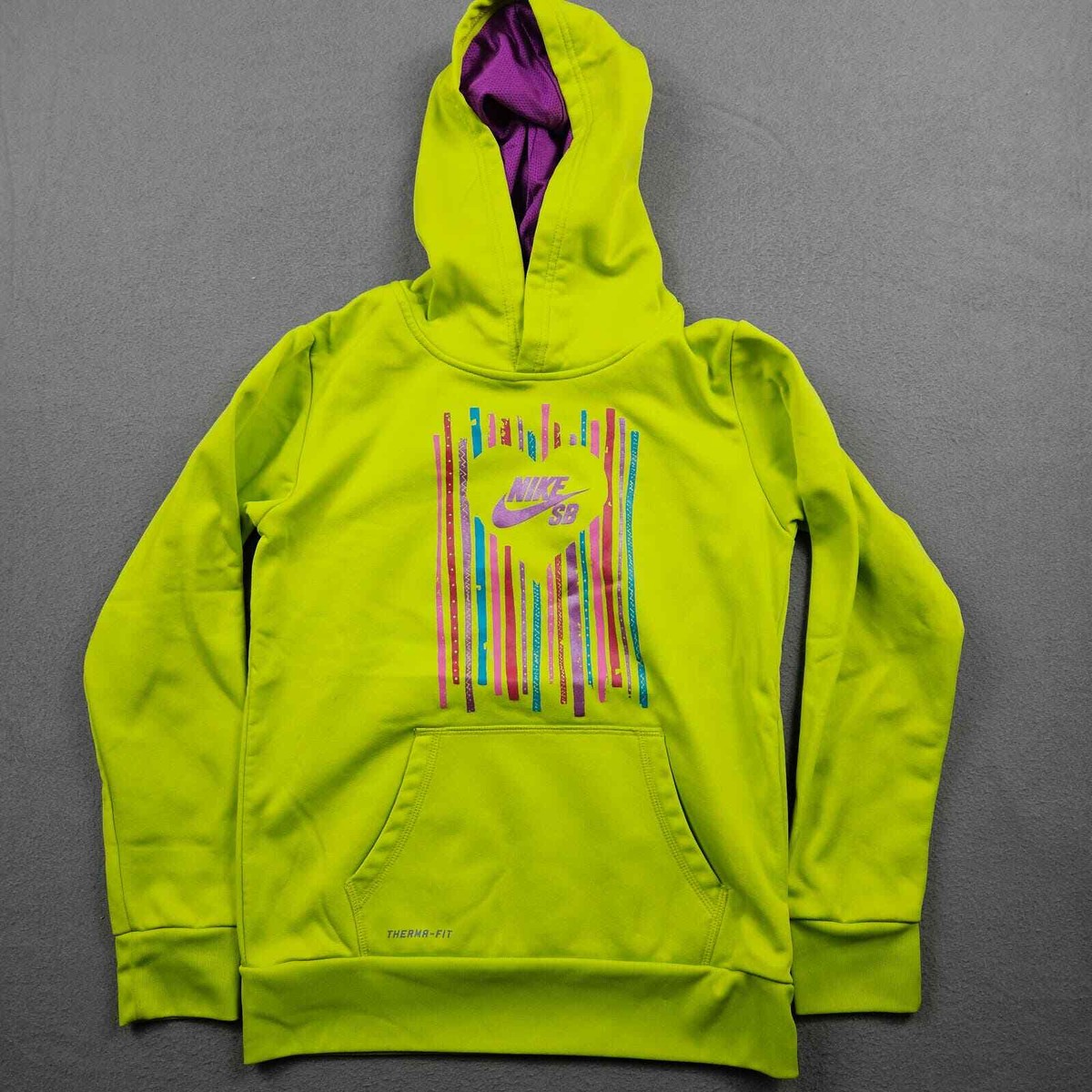 Nike SB Hoodie Sweater Heart Neon Green Girls Large Skater