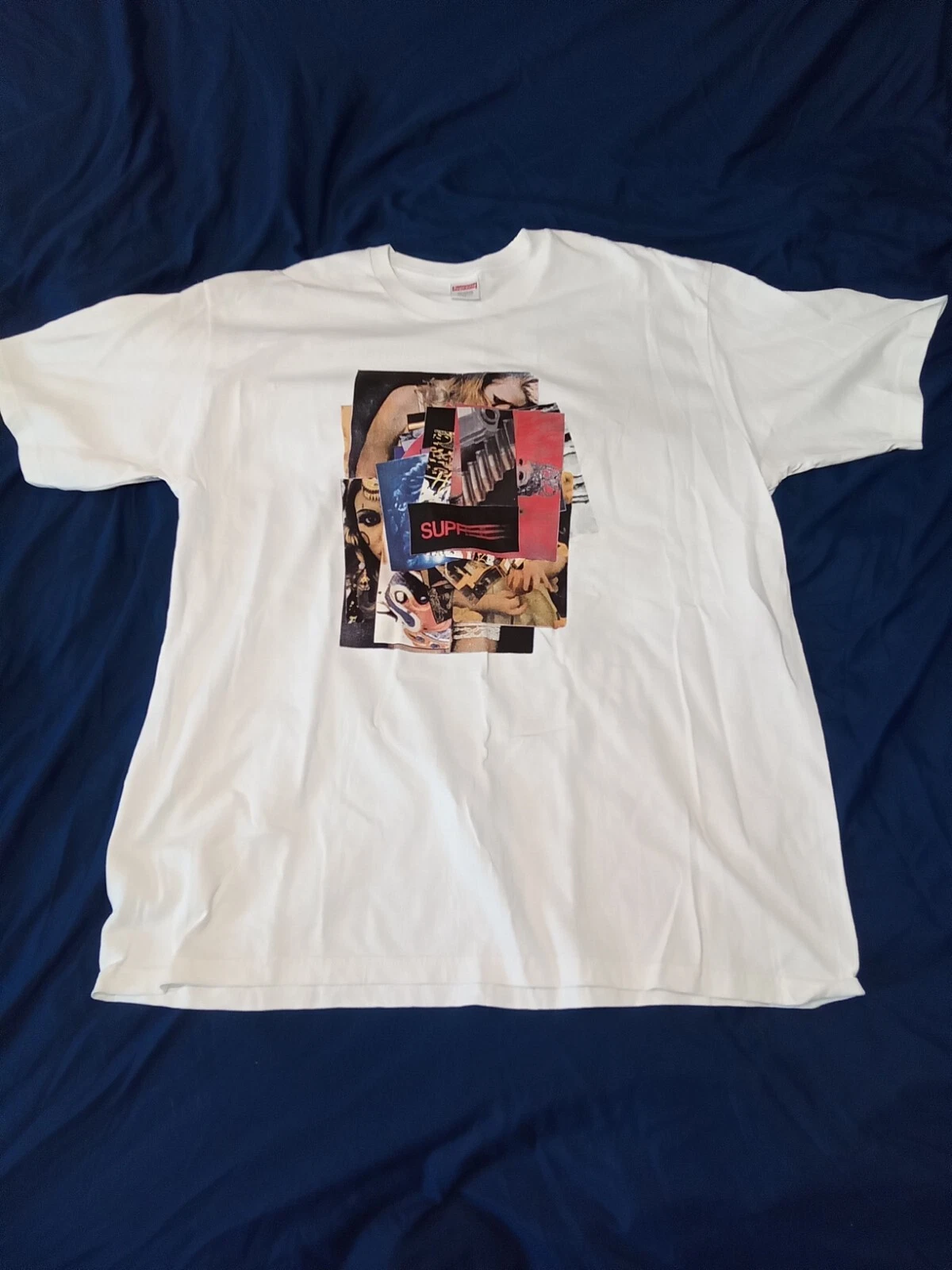 Tee shirt homme Supreme Stack taille X GRAND blanc skate streetwear 100% coton