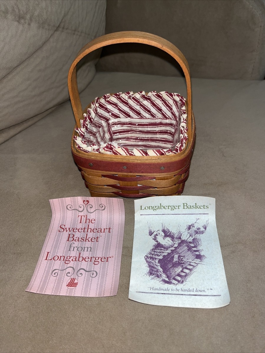 longaberger basket 1993 sweetheart with prot & liner 5x5x2.5