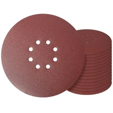 10PCS 9 Inch 8 Hole Sanding Disc 180 Grit Hook and Loop Sandpaper Aluminum Oxide