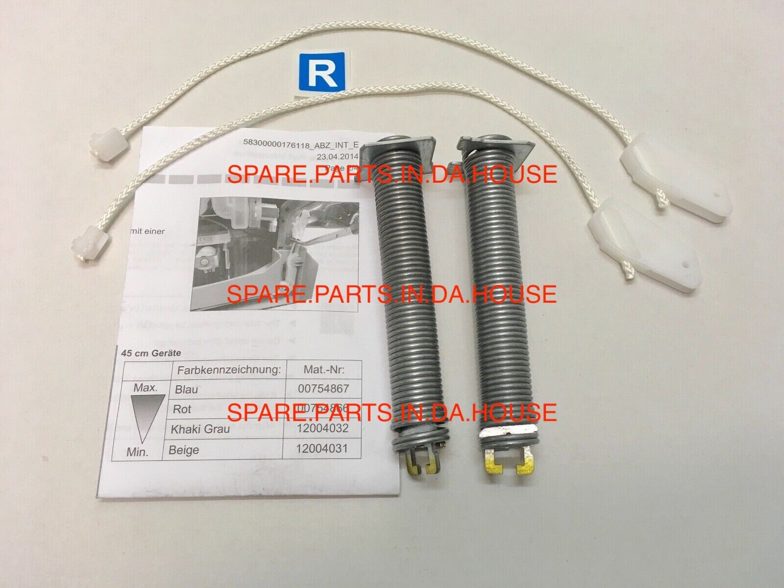 Bosch Dishwasher Door Spring Cable Cord Rope Kit SMU4HTS01A/40