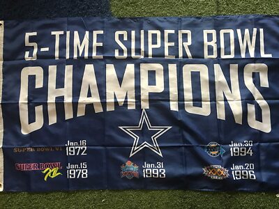 Dallas Cowboy Football 5-Time Super Bowl Champions Flag 3x5ft W/SB Logo TX ship