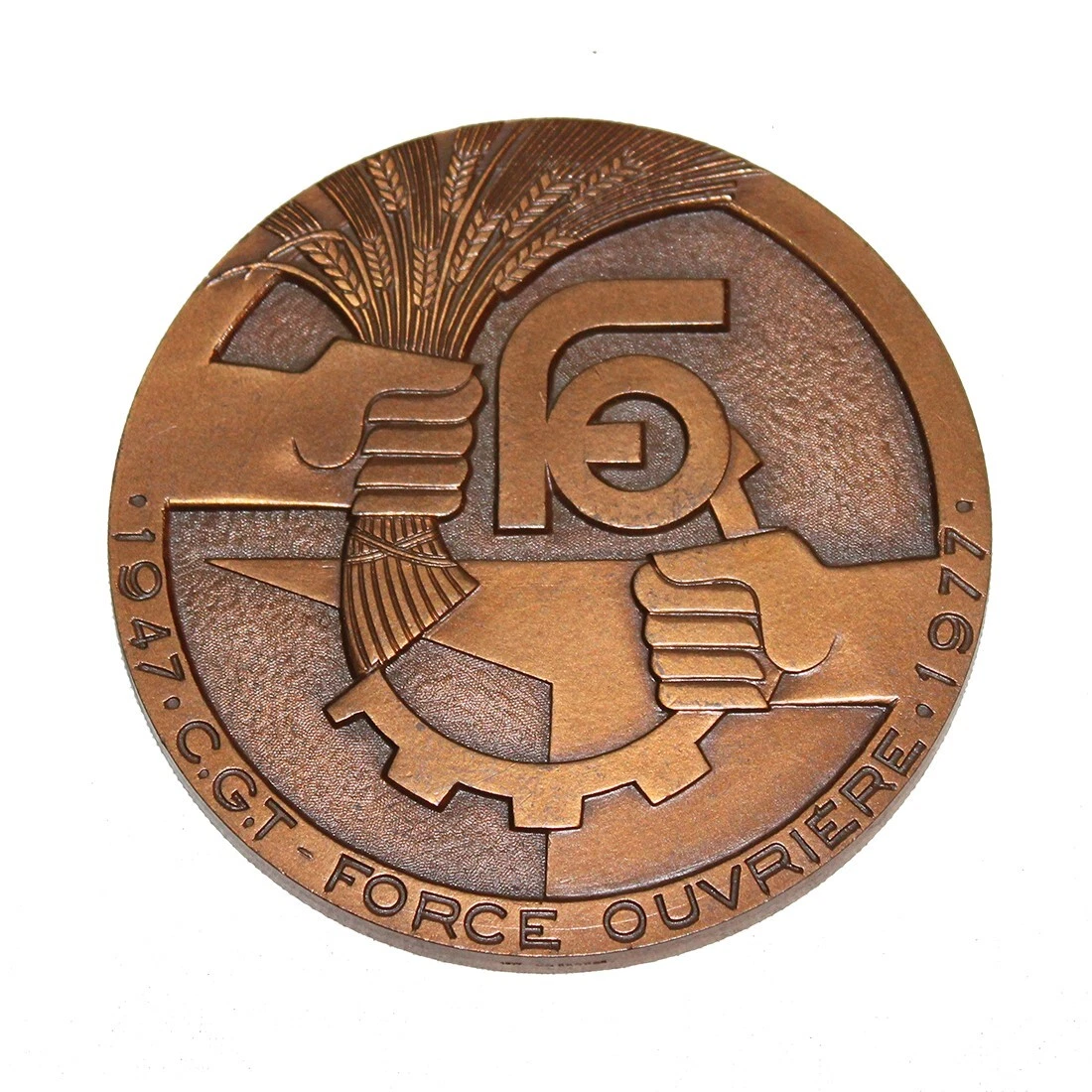 Médaille CGT Syndicat Ouvrier 1999 En Bronze Florentin - Monnaie De Paris, Diamètre 83mm, 411g