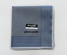 MEN HANDKERCHIEF PIERRE CARDIN CLASSIC BLUE STRIPED COTTON POCKET SQUARE 18  