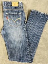 Levi  s Slim Straight Jeans Girls Size 12 Adjustable Waist, Med Dark Denim Wash