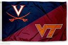 Virginia Cavaliers vs Virginia Tech Hokies House Divided Logo Rivalry Flag 3x5
