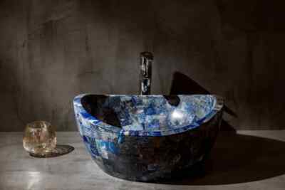 Semiprecious stone agate natural crystal sink Washbasin Vanity Sink Handmade Art