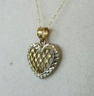 10K Yellow & White Gold Diamond-Cut Heart Pendant Necklace 18" N5 — photo 7