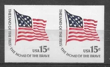 IMPERFORATE Scott #1618Cd`, 15c Americana Flag, Small Block Tagging, Mint, NH