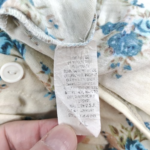 Y2K Fairygoth Grunge Lace Back Tank Top Floral Cream Blue Women XL Button USA - Picture 8 of 15