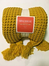Opalhouse Jungalow 50 X 60" Waffle Weave Afghan Throw with Tassels Gold NIP
