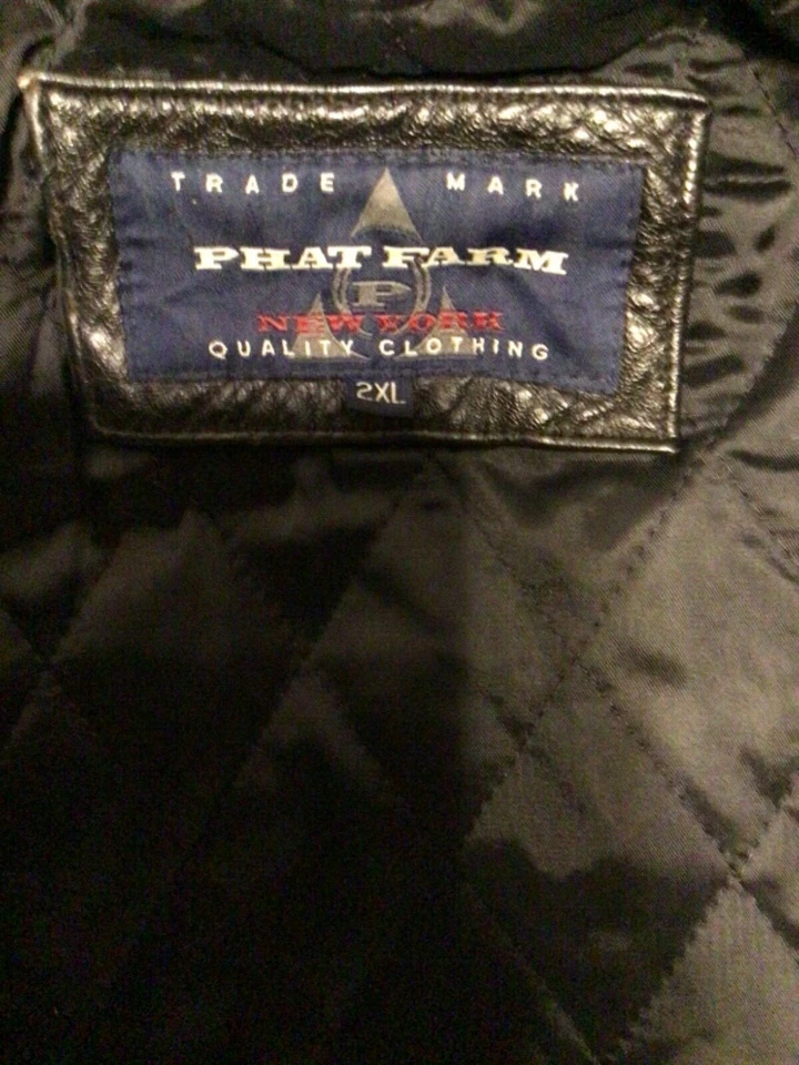 Chaqueta de Colección Phat Farm Abrigo Pesado de Cuero Nueva York para Hombre Talla 2XL Foto 3 de 4