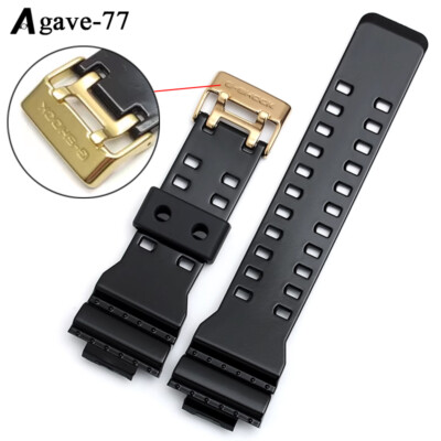 Silicone Strap Gold Buckle Sports Watch Band for Casio GA-700 GA