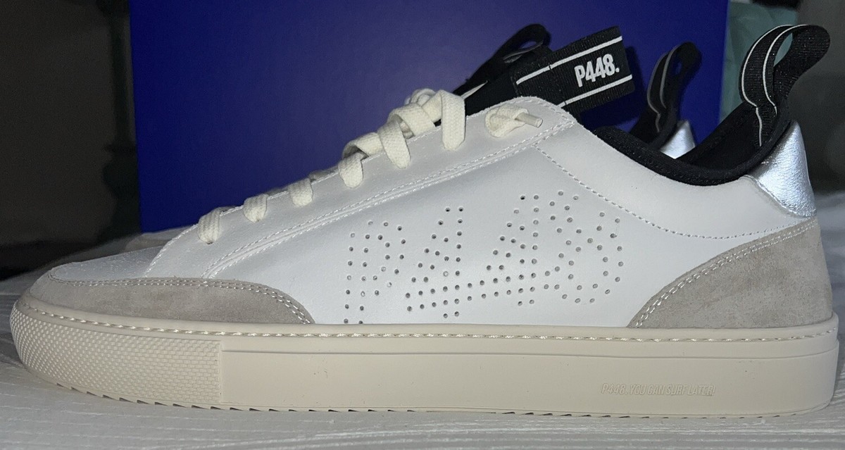 P448 Men's Soho Sneaker 45 EU 11 US - 11.5 US White Leather Silver Gray  Trim NIB | eBay UK