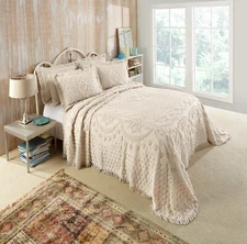 Kingston Tufted Chenille Bedspread And Pillow Sham Set, 100% Cotton