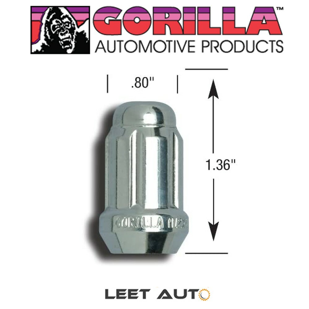 (20) Gorilla Small Diameter Lug Nuts, 1/2" Thread, Chrome, Spline, K5CS00012GR eBay