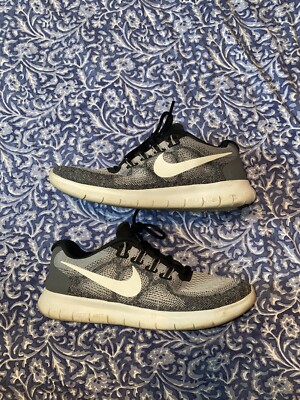Nike Shoes Womens 7.5 Free Run Wolf Grey Mesh 880840-002 Round Toe Lace Up