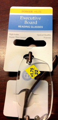 New Today's Optical READING GLASSES , ''Executive Board'' Style Power +1.75