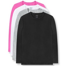 Girls' Long Sleeve Tees - 4 -Pack Crew Neck Super Soft Cotton T Shirts. 5/6