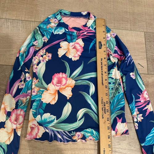 HOBIE GIRLS TROPICAL LONG SLEEVEL RASH GUARD SWIM SHIRT SIZE 8 - Picture 3 of 7