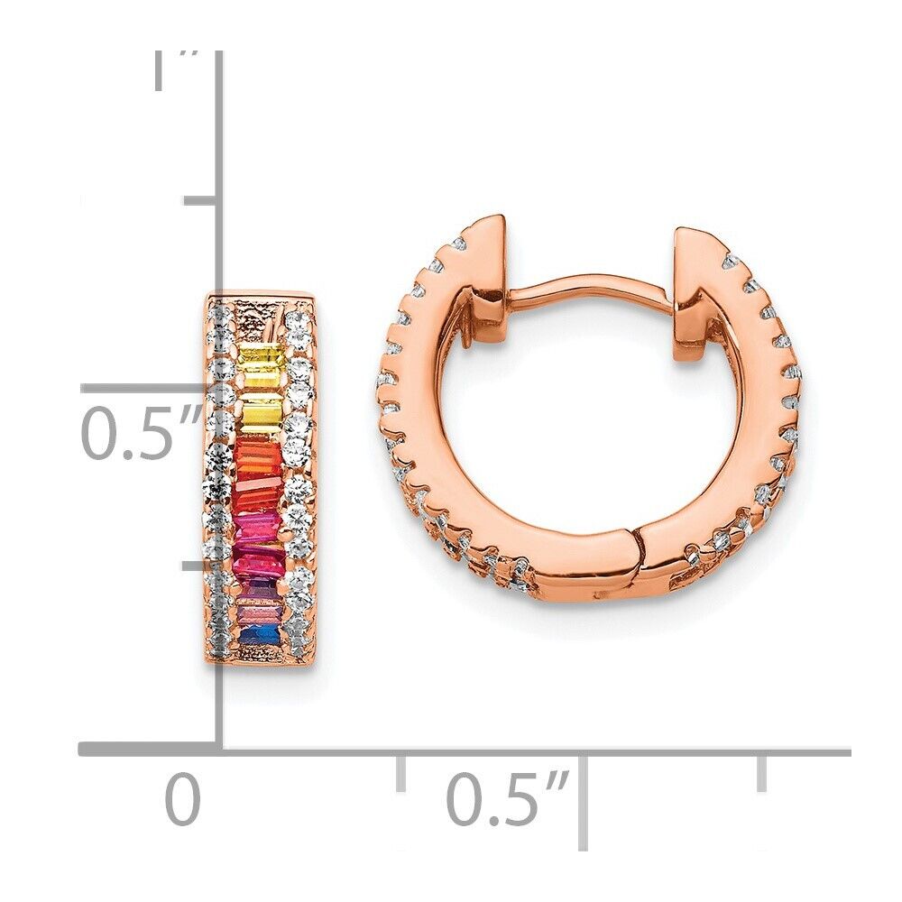 14mm Prizma Rose-Gold-plated White & Colorful Baguette CZ