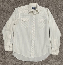VTG. Wrangler Shirt Men's 16-35 Striped Pearl Snap Cowboy Cut Western USA  