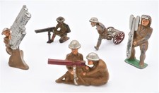 Rare Lot 5 Manoil Barclay Soldiers Metal Figures World War 1