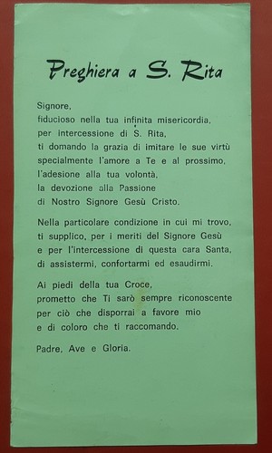 SANTINO Santa Rita da Cascia HOLY CARD Venerata Santuario dell'Addolorata Cesena - Foto 3 di 3