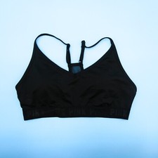 Victorias Secret Black Large VS Logo Stripe Triangle Bikini Top VS Swimsuit New