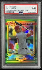 2014 Topps Finest MIKE TROUT SSP Refractor PSA 9 Angels 1994 Flashback /25 POP 4