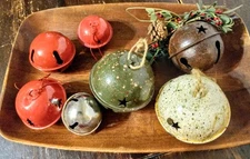 Rustic Oversized Jingle Bell Ornament Lot Splatter Red Assorted  2-4" Craft...